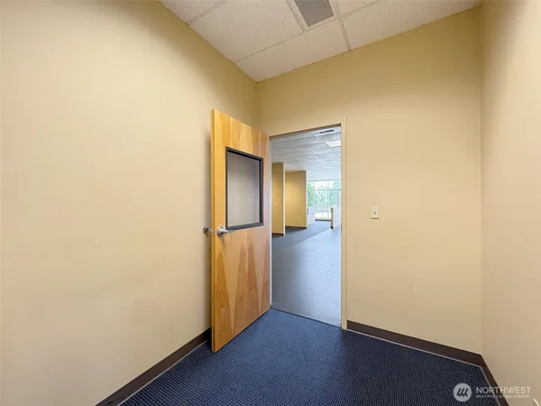 a room with table and window