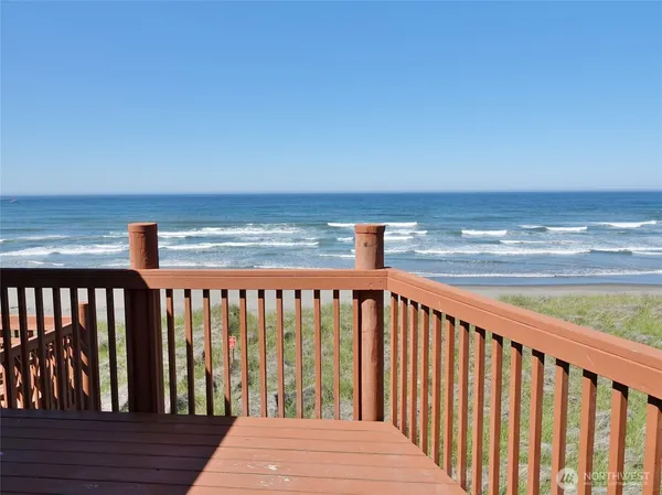 a balcony with an ocean view
