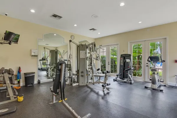 a view of a room with gym equipment