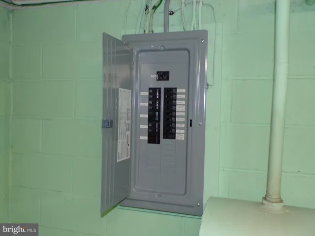 a front door view of a bathroom