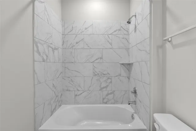 a bathroom with a bathtub