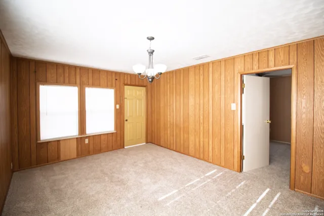 a view of a room with a window