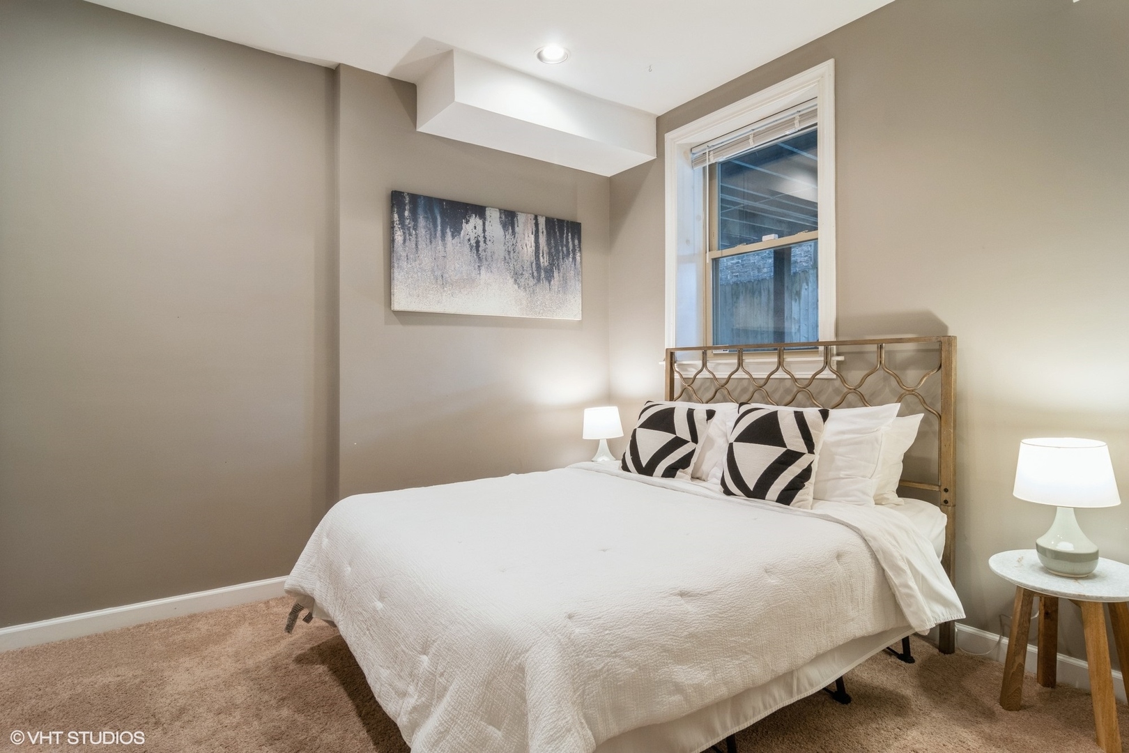 3105 West George Street, Unit 1 Chicago, IL 60618 - Photo 9 of 11 a bedroom with a bed and a night stand