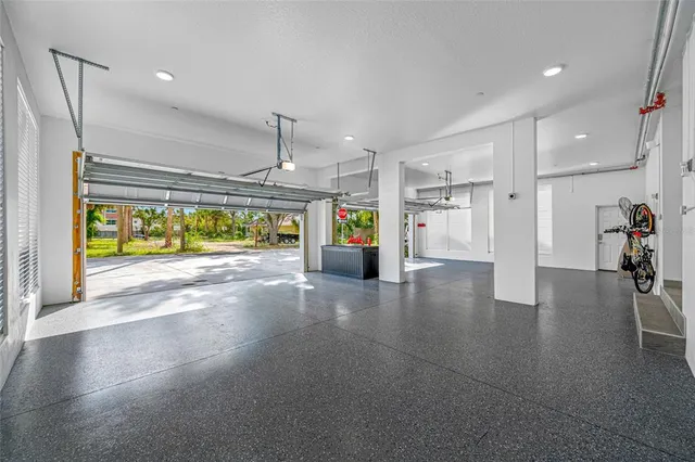 a view of a garage with furniture