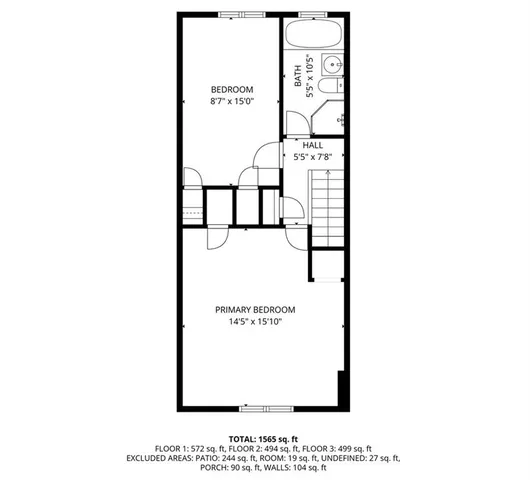 a picture of a room with a white wall and a large window