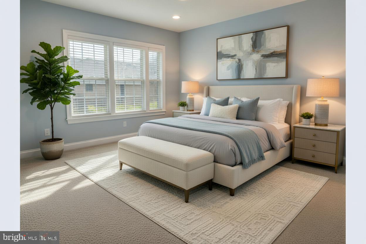 3990 Cephas Child Road Doylestown, PA 18902 - Photo 29 of 53 a spacious bedroom with a bed a couch and a potted plant