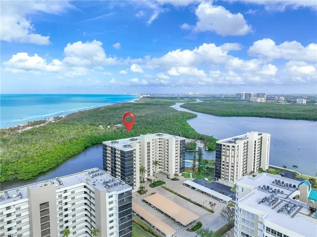 a view of a lake with a city