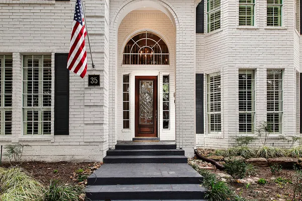 a front view of a house with a window
