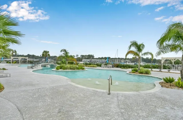 a view of a swimming pool and lake view