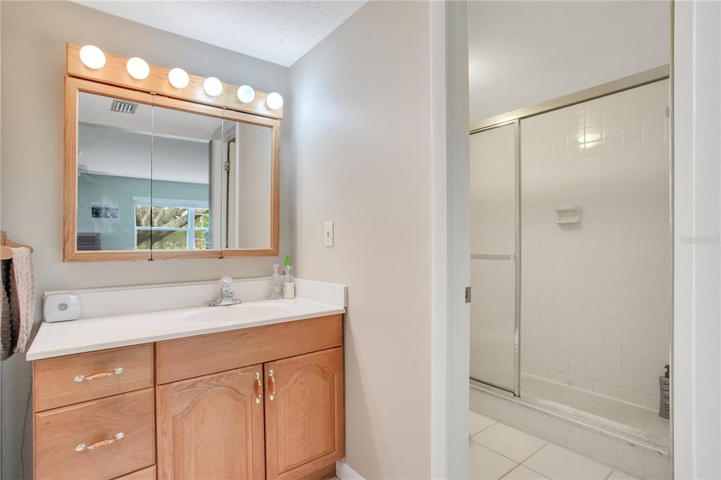 12200 Vonn Road, Unit 1209 Largo, FL 33774 - Photo 9 of 18 a bathroom with a shower sink and mirror
