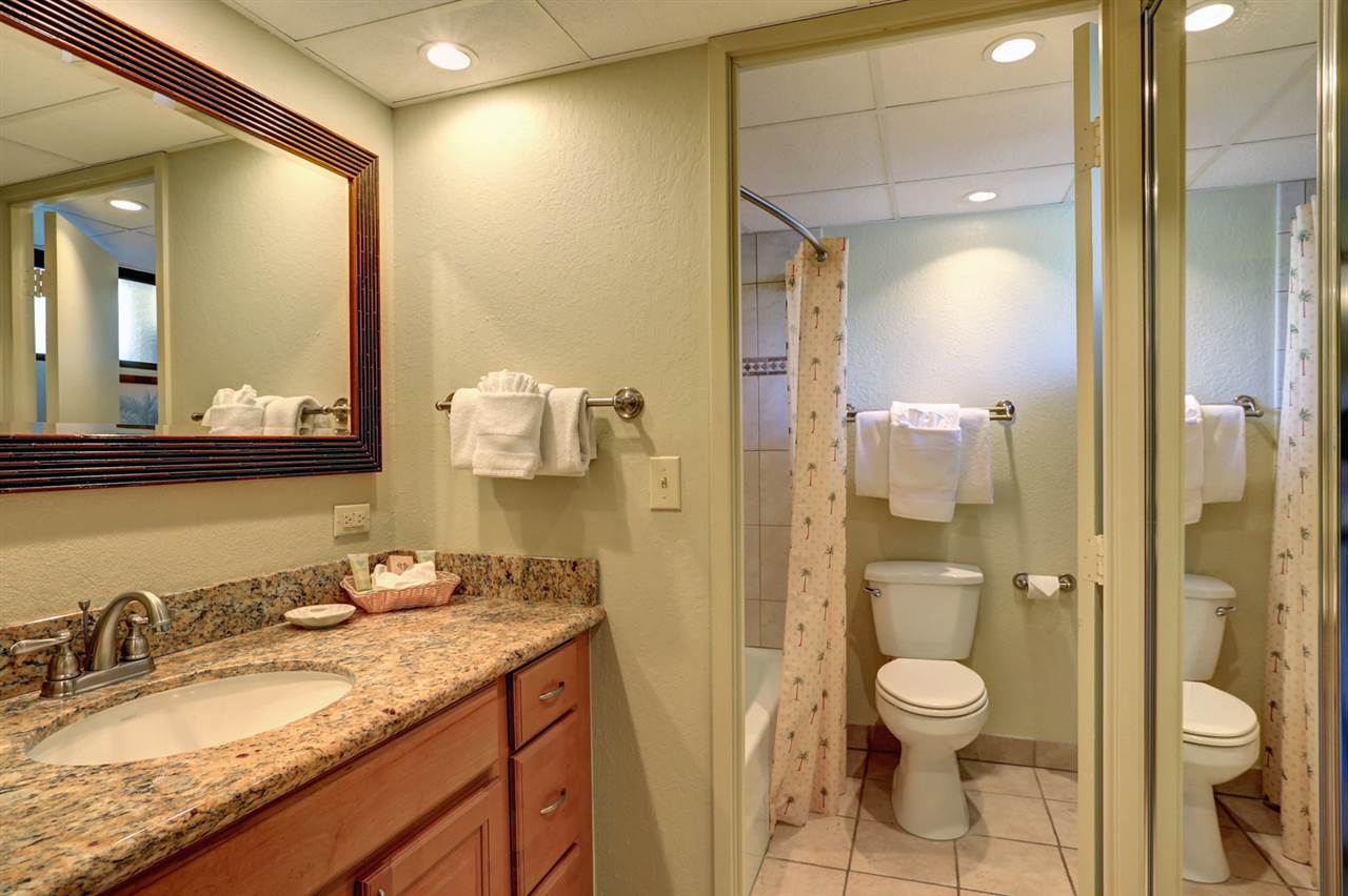 3445 Lower Honoapiilani Road, Unit 336 Lahaina, HI 96761 - Photo 3 of 22 a bathroom with a granite countertop sink toilet and shower