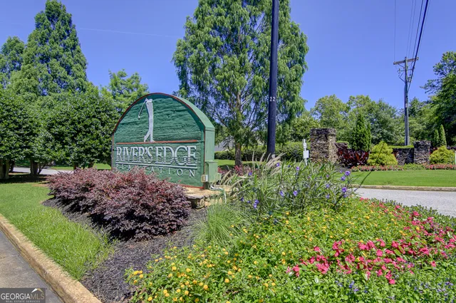a view of a sign in a garden