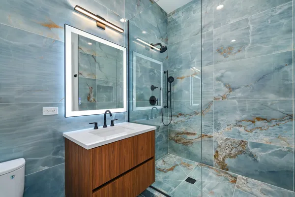 a bathroom with a shower