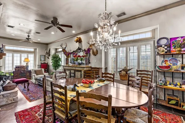 a view of a dining room
