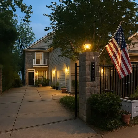 a view of pool with brick walls