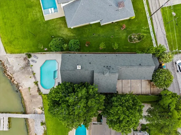 an aerial view of a house