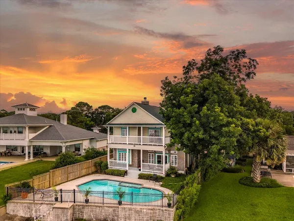 an aerial view of a house