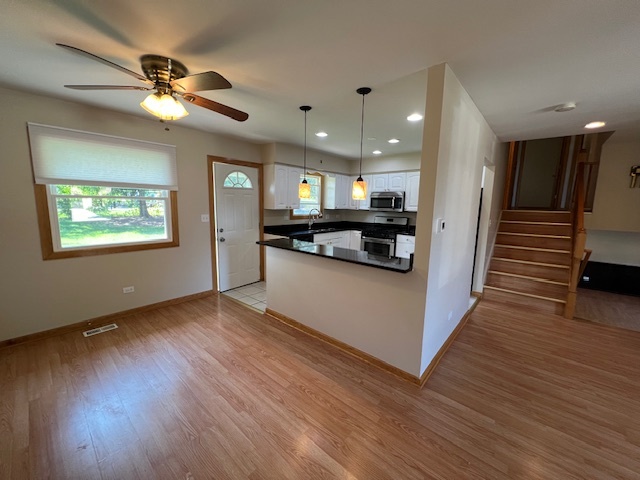508 Creighton Lane Schaumburg, IL 60193 - Photo 8 of 22 a kitchen with stainless steel appliances kitchen island hardwood floor and a sink