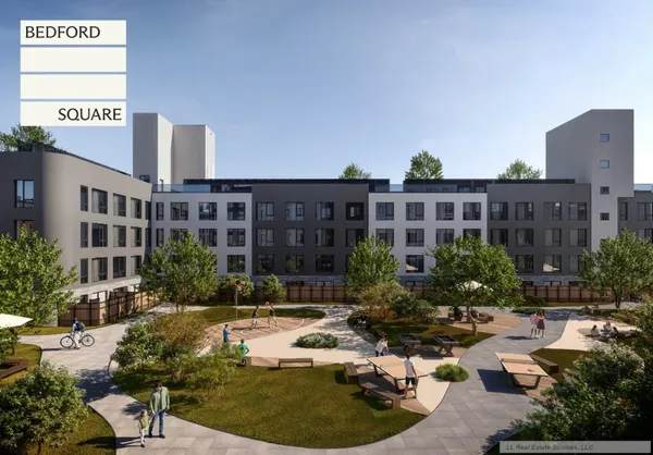 a swimming pool with outdoor seating and yard