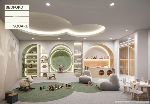 a room with furniture and a large window