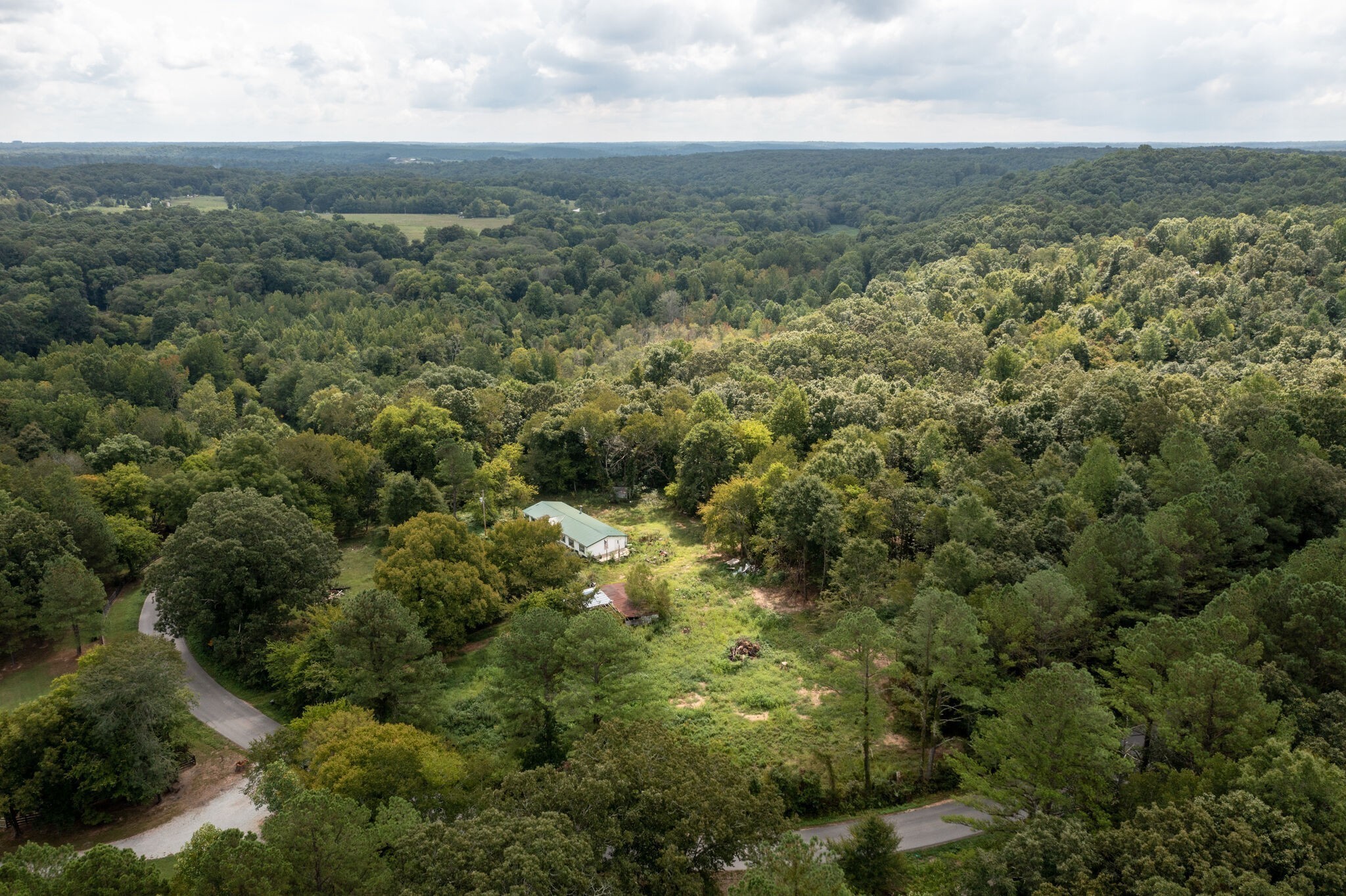 694 Napier Road Hohenwald, TN 38462 - Photo 4 of 7 an aerial view of residential houses with outdoor space and trees