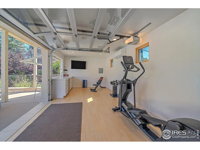a view of a room with gym equipment