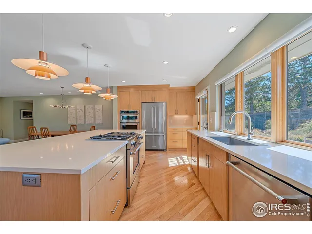 a kitchen with a sink and a refrigerator