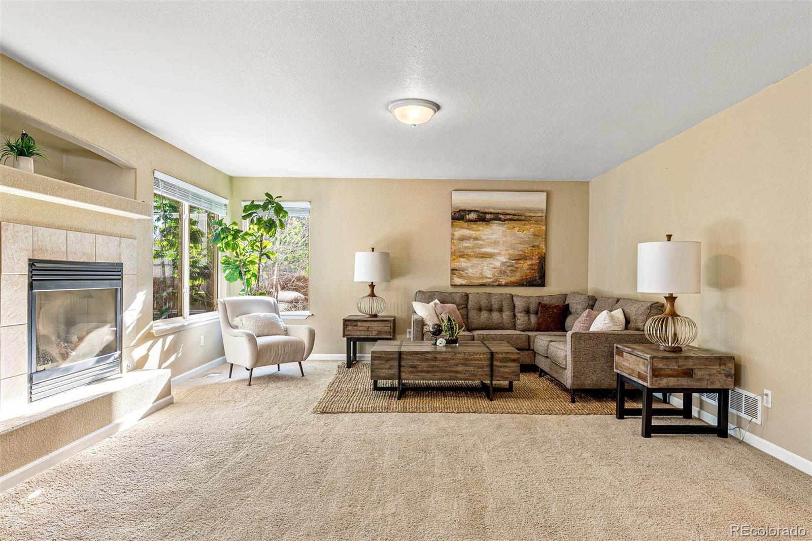 276 East Fair Lane Centennial, CO 80121 - Photo 14 of 38 a living room with furniture and a fireplace