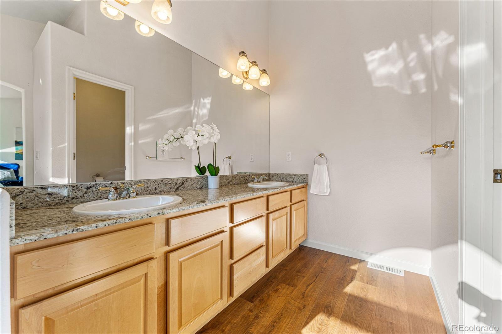 276 East Fair Lane Centennial, CO 80121 - Photo 23 of 38 a bathroom with a sink a vanity and a mirror