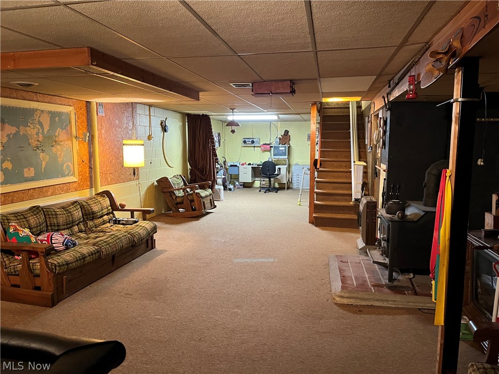 170 Patterson Road Weirton, WV 26062 - Photo 15 of 15 Basement featuring a paneled ceiling and carpet floors.