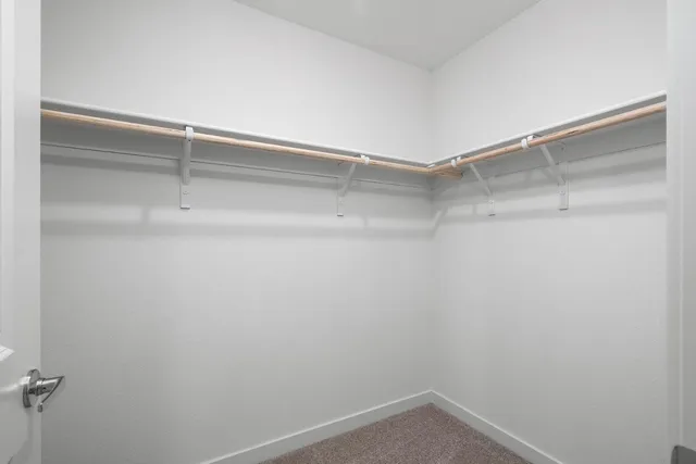 a view of an empty walk in closet