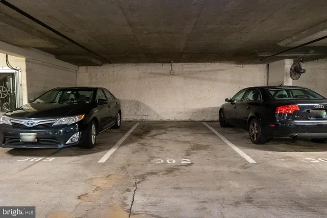 a car parked in a garage