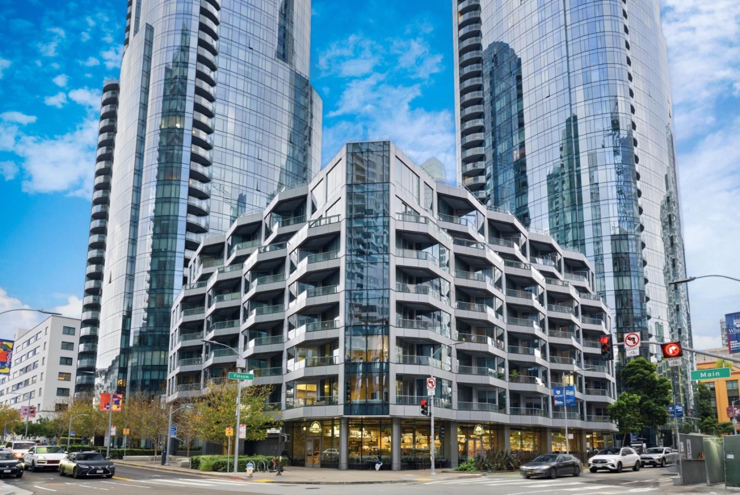 a view of a building with a street