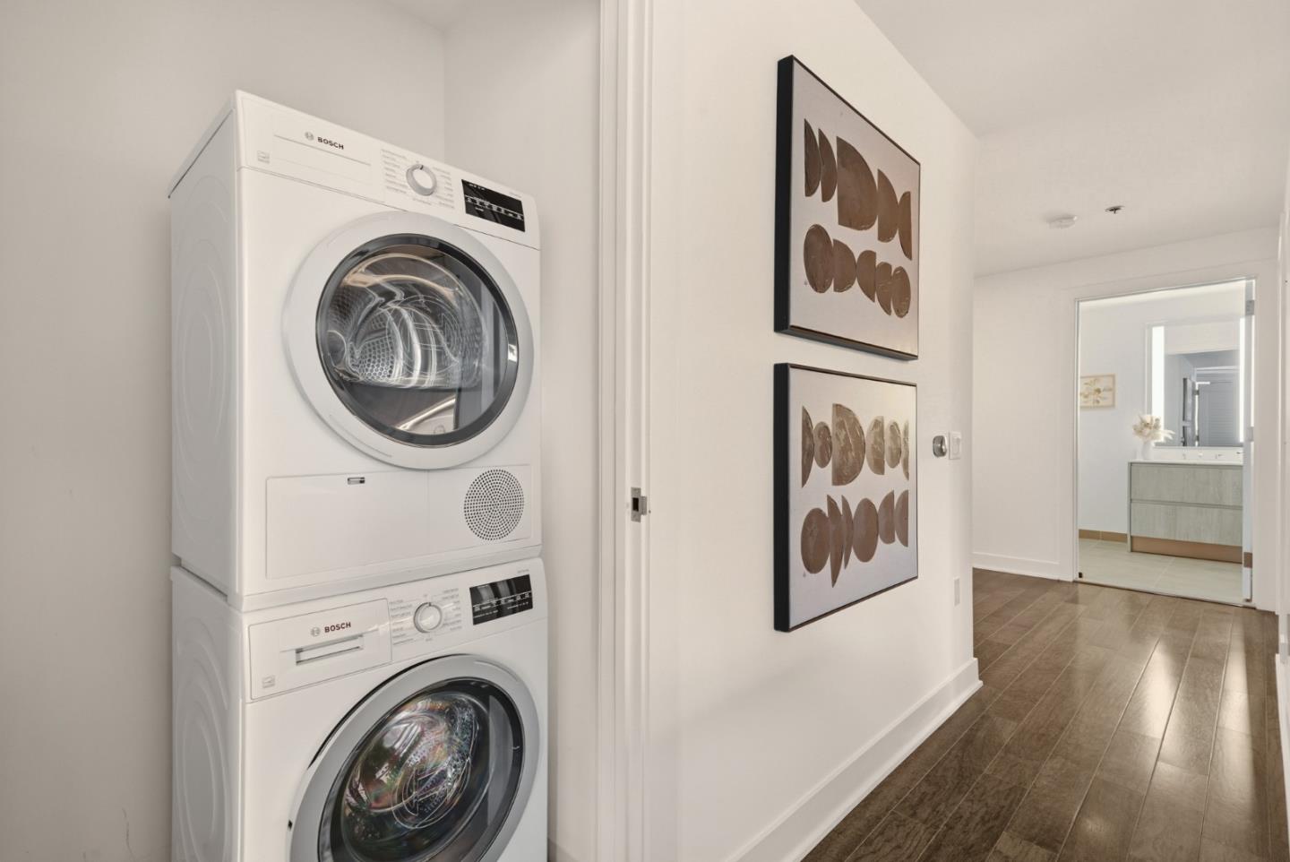 318 Main Street, Unit 6B San Francisco, CA 94105 - Photo 28 of 40 a view of a hallway with washer and dryer
