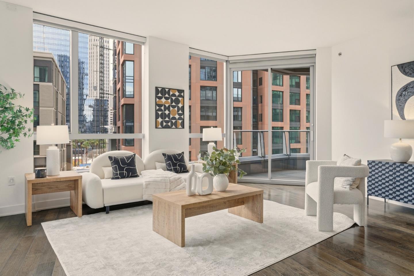 318 Main Street, Unit 6B San Francisco, CA 94105 - Photo 5 of 40 a living room with furniture and large windows