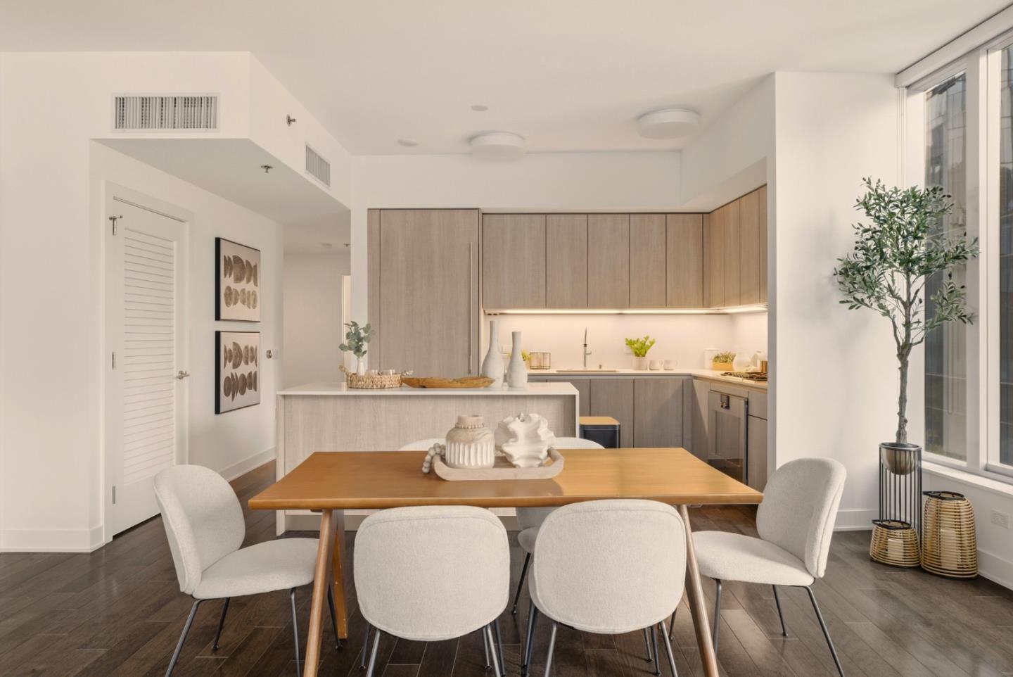 318 Main Street, Unit 6B San Francisco, CA 94105 - Photo 9 of 40 a view of a dining room with furniture window and wooden floor