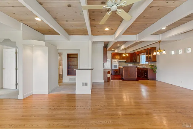 a view of a livingroom with a flat screen tv
