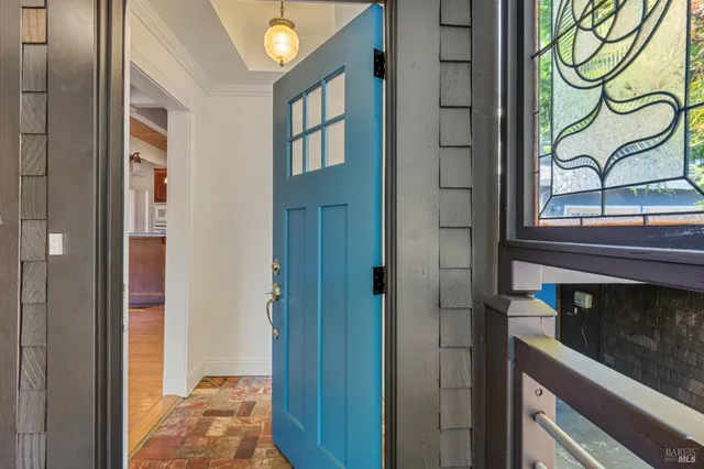 a view of a balcony and a stove