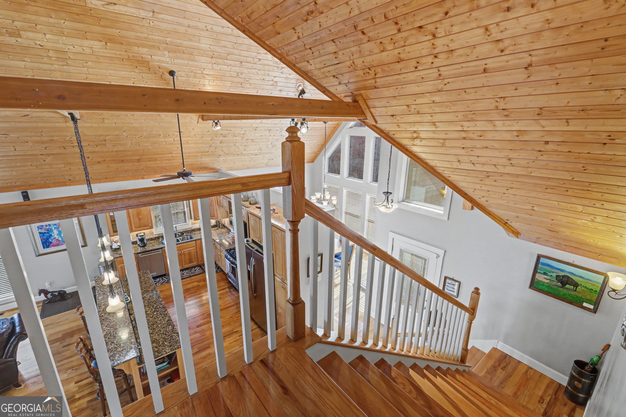 1176 Tiger Pass Drive Tiger, GA 30576 - Photo 38 of 67 a view of balcony with wooden floor and stairs