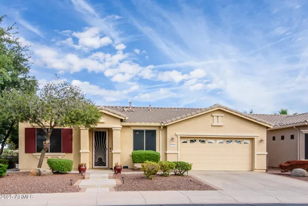 a garden view with a seating space