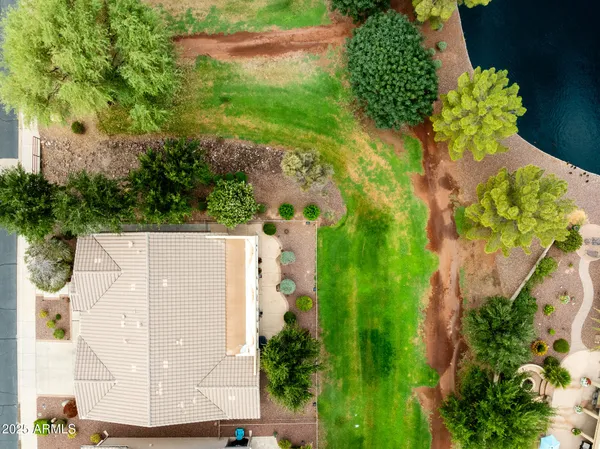 an aerial view of a house