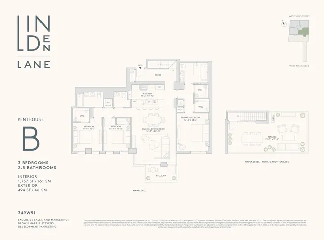 $3,950,000 | 349 West 51st Street, Unit PHB | Hell's Kitchen