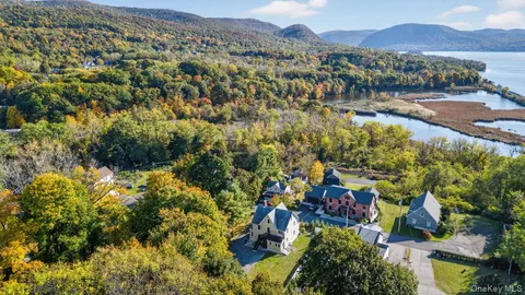 a view of a city with a lake