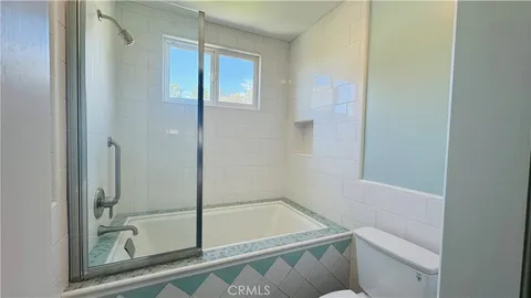 a bathroom with a bathtub