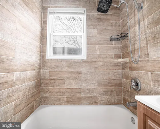 a bathroom with a bathtub