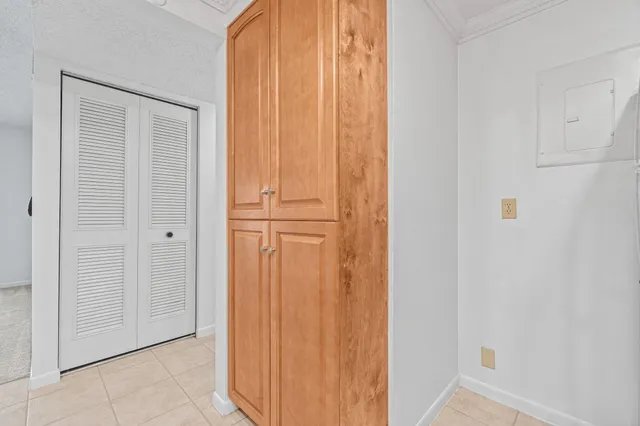 a view of a closet area with empty room