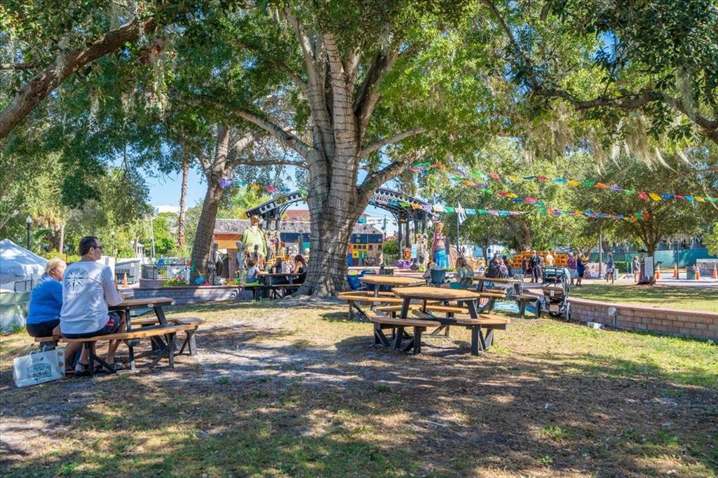 821 Patricia Avenue, Unit 202 Dunedin, FL 34698 - Photo 35 of 37 a row of trees in a backyard of a house