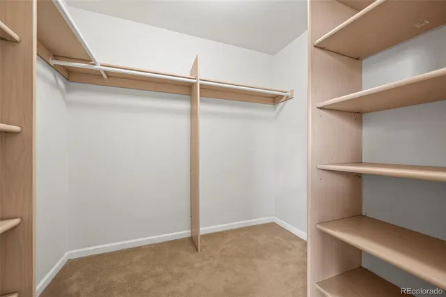 a view of an empty walk in closet