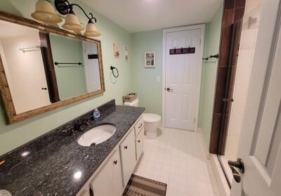 6699 Northwest 2nd Avenue, Unit PHI Boca Raton, FL 33487 - Photo 29 of 33 a bathroom with a granite countertop sink a mirror and a shower