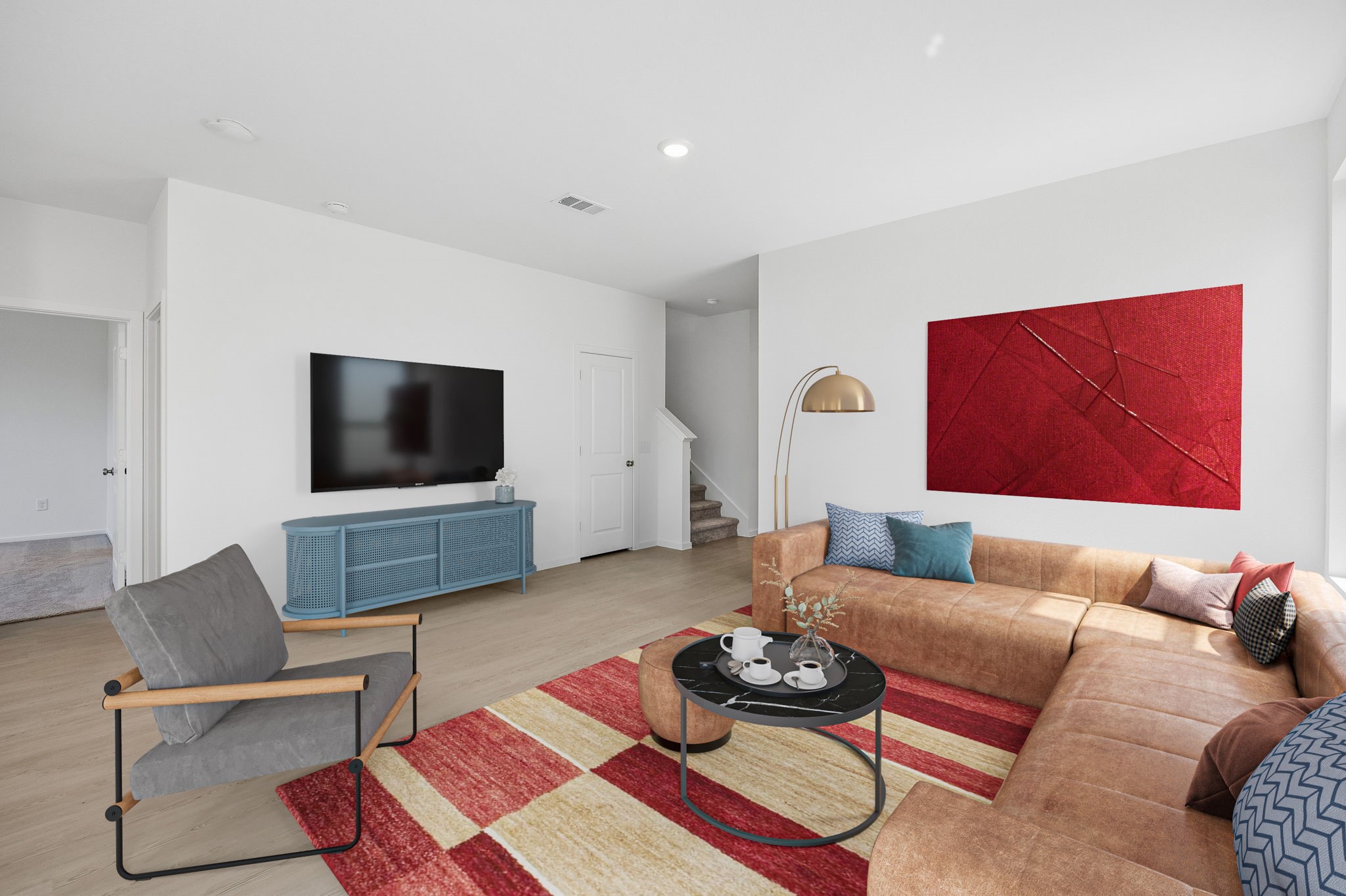 15015 Rustic Moon Road Conroe, TX 77302 - Photo 29 of 34 a living room with furniture and a flat screen tv